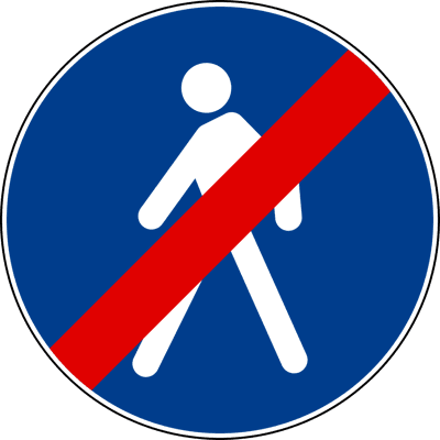 Segnale: Fine del percorso pedonale