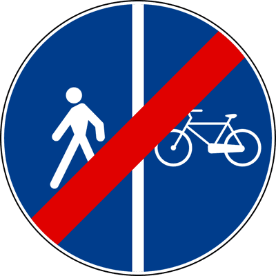 Segnale: Fine della pista ciclabile contigua al marciapiede