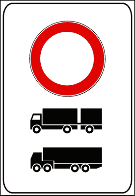 Segnale: Transito vietato ad autotreni e autoarticolati