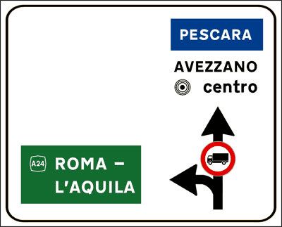 Segnale: Preavviso di incrocio con limitazione per gli autocarri