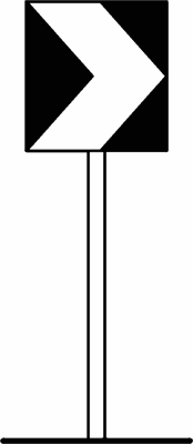 Serie di delineatori in curva