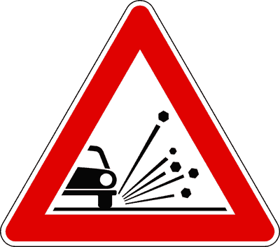 Segnale: Materiale instabile sulla strada