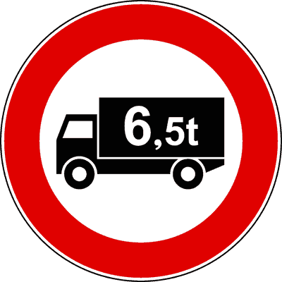 Segnale: Transito vietato ai veicoli merci oltre la massa indicata